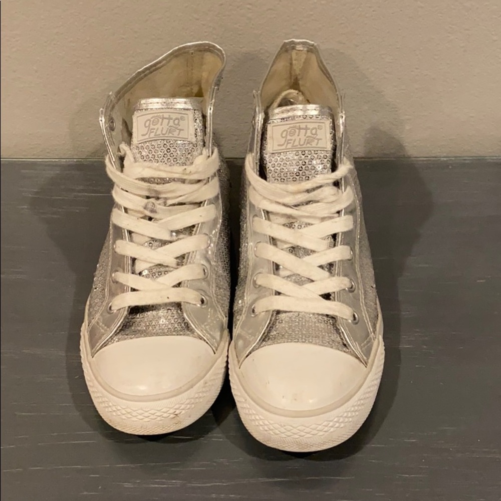Silver hightop sneakers